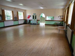 Church Hall interior, looking west